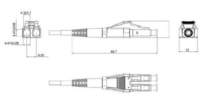 Tekli Mod Fiber Optik Konnektörler LC / UPC Dubleks Uniboot Fiber Kablo Konektörü