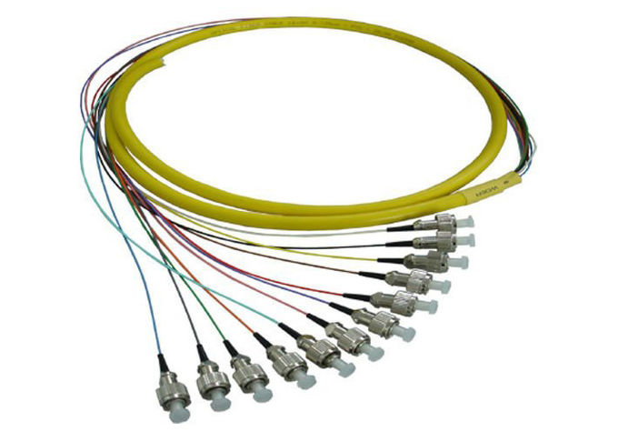 12 Çekirdekli FC / UPC Fiber Optik Pigtail LSZH Kablo ile 12 Renkli Fan Out Fiber Pigtail
