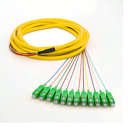 SM SX 0.9mm Fiber Optik Jumper Kabloları, Fan Çıkışlı Tip 12 Çekirdekli, Yüksek Sıcaklık Kararlılığı