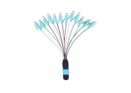 Çin Yüksek Dönüş Kaybı MPO Patch Cord Kadın OM3 MPO LC 0.9mm Uzunluk 12 Renkler Tedarikçi