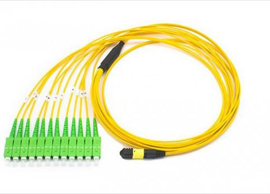 Çin 12 Fibers MPO Sc Apc Patch Kablosu, Depolama Alanı Ağı İçin Breakout Sarı Fiber Optik Kablosu Tedarikçi