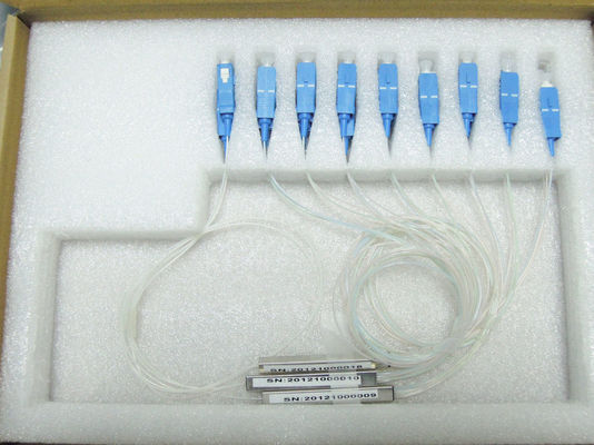 FTTX / PON Ağları İçin 0.9mm Fiber Optik Kablo Ayırıcı, 1 × 8 PLC Fiber Ayırıcı Tedarikçi