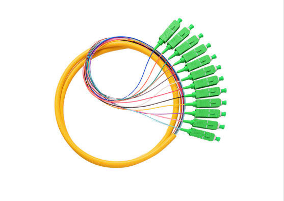 SM SX 0.9mm Jumper Kablo Pigtail, Fan Çıkışlı Tip Yüksek Sıcaklık Kararlılığında 12 Çekirdekli Kısa Pigtailler Tedarikçi
