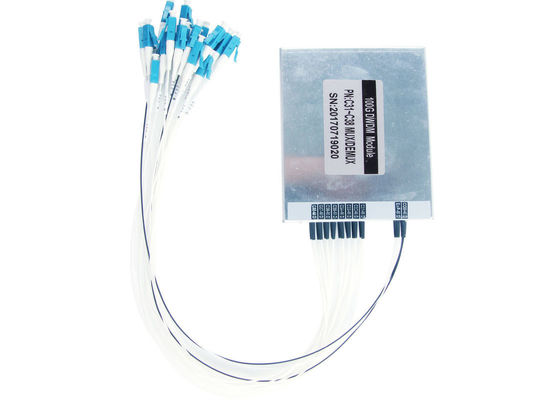 DWDM Alu KUTUSU Optik Mux Demux Geniş Bant İletim Için 100 GHz ITU Kanal Aralığı Tedarikçi